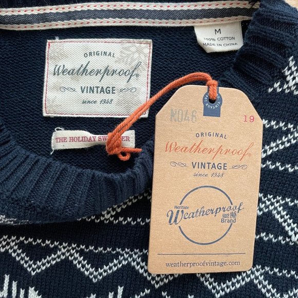 Weatherproof Vintage Men's Navy Fair Isle Sweater Medium NWT - Picture 5 of 6